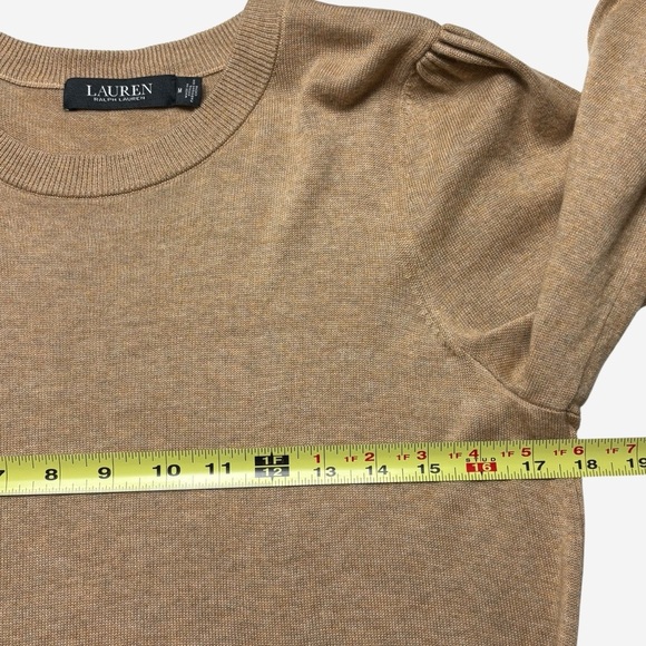 Lauren Ralph Lauren Black Label Belted Cotton-Blend Sweater Size M Camel Heather - Picture 7 of 12